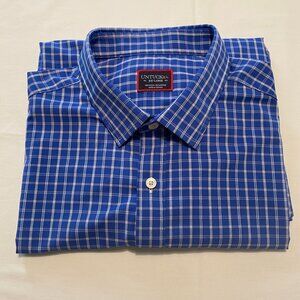 UNTUCKit Men’s Performance Kiepersol Button-Down Shirt 2XL Blue White Plaid